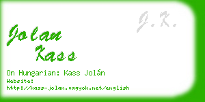 jolan kass business card